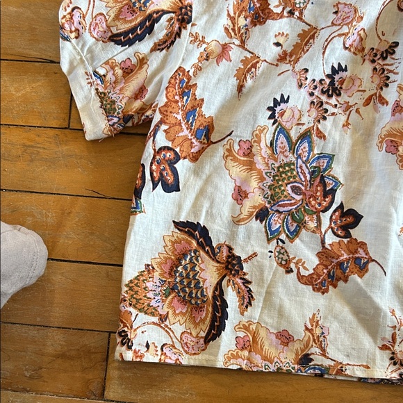 EUC RACHEL Rachel Roy Cream and rust Brown Floral cropped Top - Picture 9 of 11